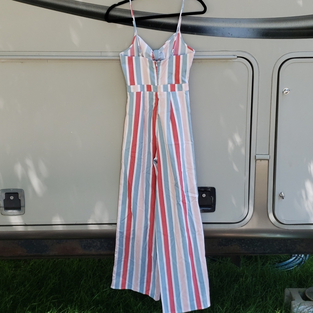 Romeo & Juliet Couture Wide Leg Striped Jumpsuit - Picture 4 of 6